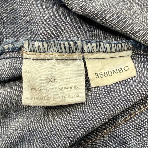 Ethyl Vintage Denim XL Embroidered Rhinestone Cross Jean Jacket - Picture 4 of 8